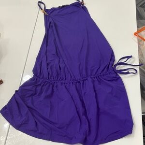 Vibrant Purple Dress with Gold Accents